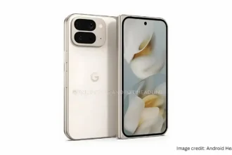 Google Pixel 10 Pro Fold का लीक डिज़ाइन – फ्रंट और बैक लुक के साथ कैमरा मॉड्यूल दिखाते हुए