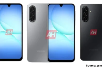 Samsung Galaxy A17 5G के लीक हुए रेंडर्स, जिसमें डुअल-टोन फ्रंट वॉटरड्रॉप नॉच और ट्रिपल रियर कैमरा डिज़ाइन दो कलर वेरिएंट्स – ग्रे और ब्लैक में दिखाए गए हैं