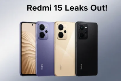 Redmi 15 leaked renders showing purple, gold, and black color options with triple camera design