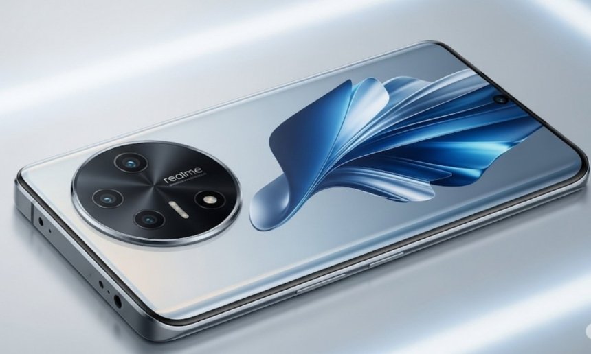Realme 15 Pro 5G Silk Purple variant with circular camera design on a dark gradient background.