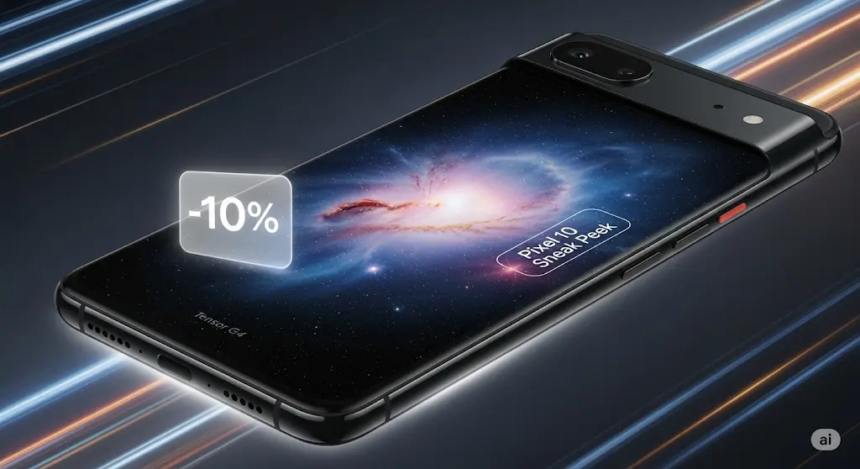 Google Pixel 10 स्मार्टफोन का रेंडर लुक और Tensor G4 चिपसेट के साथ -10% बैटरी डिस्चार्ज इमेज